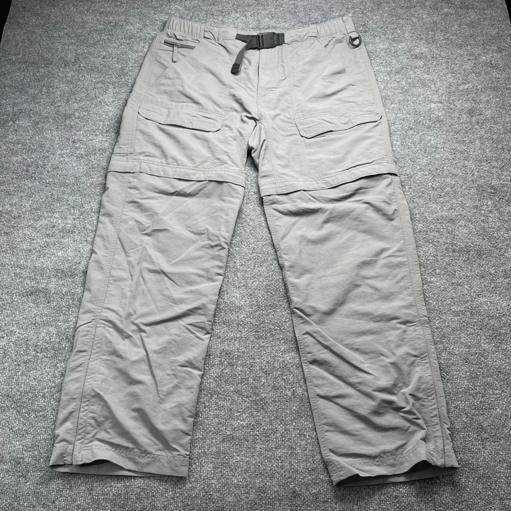 The North Face Mens Gray Convertible Zip Off Hiking Cargo Pants Size Large L